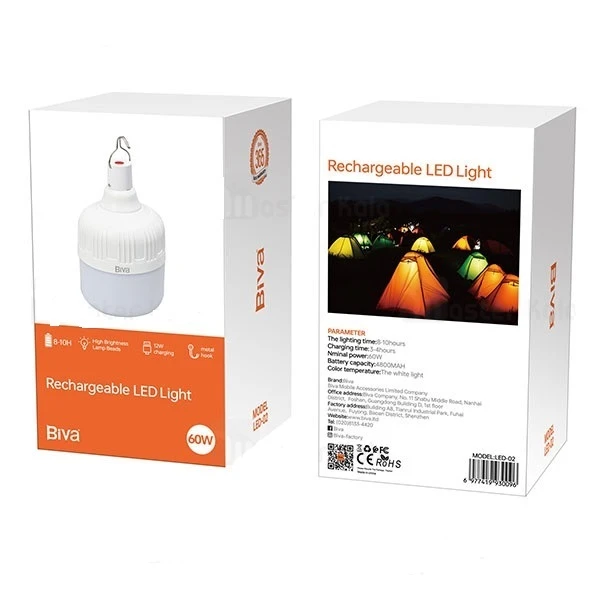 چراغ اضطراری شارژی بیوا 60 وات مدل LED-02
