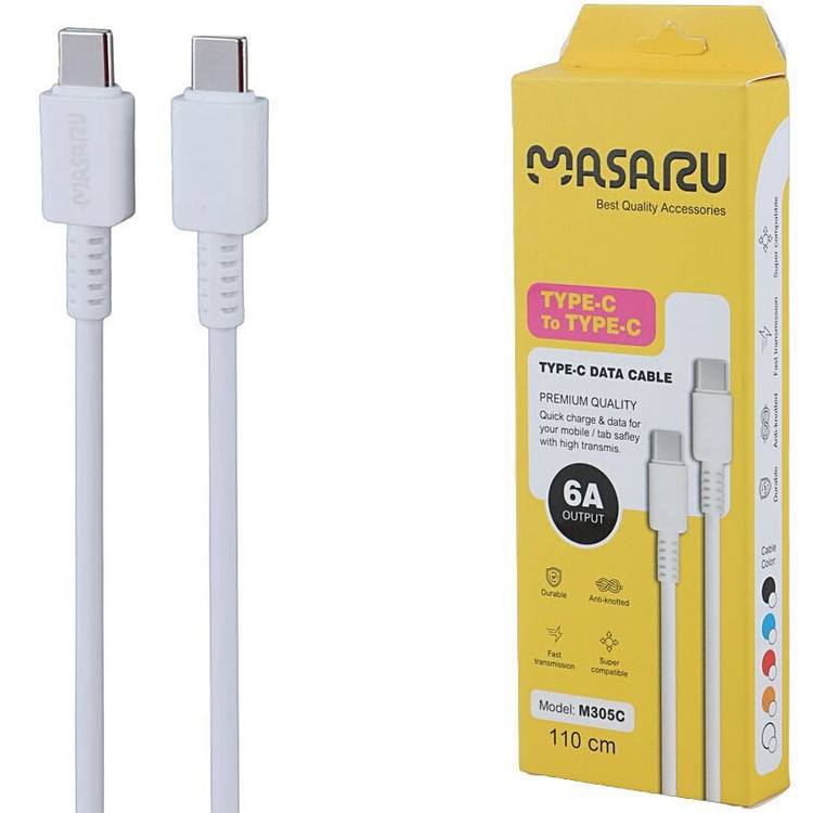 کابل شارژ فست شارژ 1.1متری Type-C To Type-C مدل M305C از برند MASARU